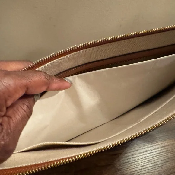 Authentic MCM Brown Logo-Print Wristlet Clutch - Picture 5 of 5